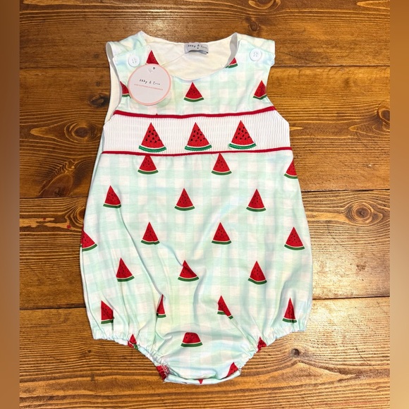 Abby & Evie Watermelon Print Baby Romper Size 2t - Picture 1 of 3